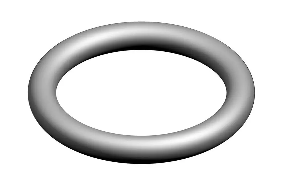 Grauer O-Ring mit runder Form, dargestellt in einfacher 3D-Darstellung. Bosch ist als Marke auf dem Produkt zu erkennen.